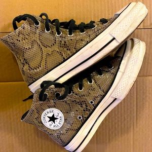 Converse Chuck 70 Hi Archive Reptile snake print leather sneakers in brown